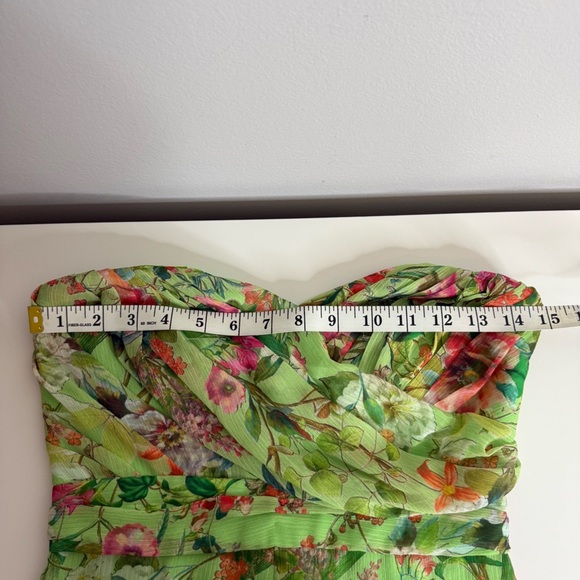 JAYGODFREY - Lime Green Floral Shorts Strapless Romper - 0 - Picture 10 of 11